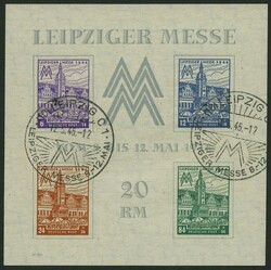 1946, Block "Leipziger Messe", Wz. 1Y, Sonderstempel, Pracht, Mi. 350 ...