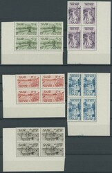 1948, "Hochwasserhilfe" in Eckrandviererblocks (Falzreste im Rand) ...