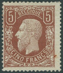 1878, 5 Fr. rotbraun, voller Originalgummi, Falzrest, Pracht, ...