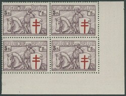 1934, "Tuberkulose" im unteren Eckrandviererblock (1.75 Fr. nur ...