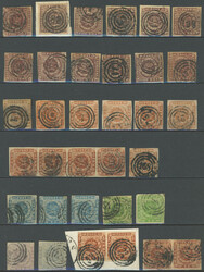 1851-1863, Partie Dänemark von 43 Werten, in unterschiedlicher ...