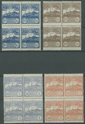 1921, "Ziffer und Monte Titano" in postfrischen Viererblocks, normale ...