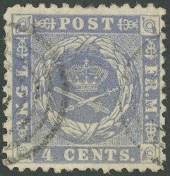 1873, 4 C. ultramarin, gezähnt L 12½, mit kopfstehendem Wz. (Facit ...