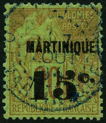 1888, 15 C. auf 20 C. rot auf grün, "schräge 5", feinst ...