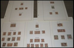 1896-1899, saubere Sammlung Viereck-Ortsstempel auf 187 Briefstücken ...