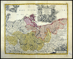 "BRANDENBURGICI ET DUCATUS POMERANIAE", altkolorierter Kupferstich ...