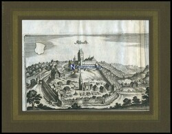 ALBECK, Gesamtansicht, Kupferstich von Merian um 1645Automatically ...
