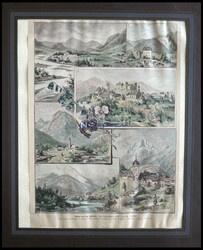 das LECHTHAL, 6 Ansichten auf einem Blatt, u.a. Füssen, Lech, Lend, ...