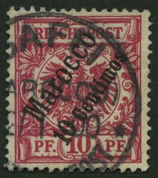 1899, 10 C. auf 10 Pf. lilarot, kleine helle Stelle sonst Pracht, ...