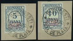 Portomarken: 1918, 5 und 10 B. dunkelgrauultramarin auf mattgraugrün ...