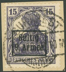 1918, 15 Pf. dunkelviolett, Prachtbriefstück, gepr. Wasels, Mi. 50 ...