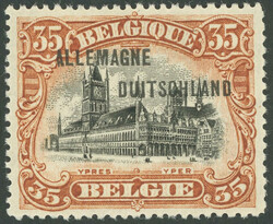 1919, 35 C. rotbraun/schwarz mit Plattenfehler "erstes A von ...