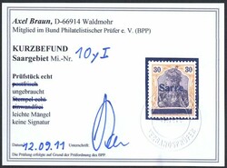 1920, 30 Pf. dunkelrotorange/schwarz auf orangeweiß, Type I, ...