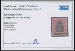 1920, 80 Pf. karminrot/grauschwarz auf mittelgraurot, Type I, "Kopf ...