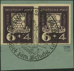 1946, 6 Pf. "Wiederaufbau", ungezähnt, Doppeldruck, im waagerechten ...