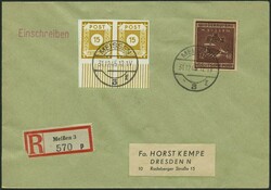1946, 12 Pf. dunkellilabraun "Wiederaufbau", ungezähnt, mit ...