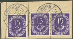 1952, 15 Pf. "Posthorn" im waagerechten Paar mit Zusatzfrankatur auf ...