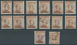 1912, 20 C. braunorange, ohne Wz., mit Aufdruck der verschiedenen ...