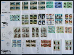 1989/90, komplette Partie in Viererblocks auf FDC, ...