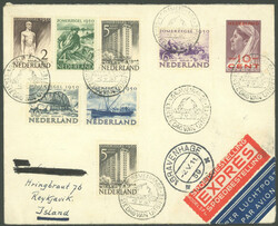 1950, "Sommermarken" auf FDC mit 10 C. von Curacao, Luftpost-Eilbrief ...