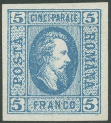 1865, 5 Par. blue, vertical laid paper, rest of hinge, superb