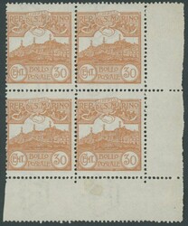 1925, 30 C. orange im Eckrandviererblock, postfrisch, Pracht, Mi. 240 ...