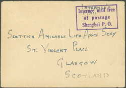 1945, "INTERNEE MAIL FREE OF POSTAGE SHANGHAI P.O.", seltener ...