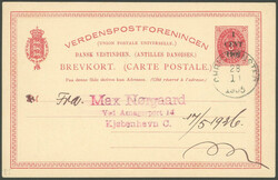 1902, "1 CENT 1902" auf 3 C. rot, Prachtkarte von "CHRISTIANSTED" ...