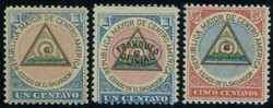 1897, 3 verschiedene Gedenkmarken der "REPUBLIKA MAYOR DE CENTRO ...