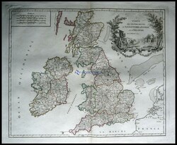 Postroutenkarte von Großbritannien und Irland, "Carte des Grandes ...