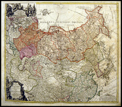 "IMPERIL RUSSICI", altkolorierter Kupferstich, 1739