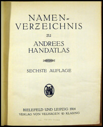 Namensverzeichnis zu Andrees Handatlas – sechste Auflage, Verlag ...