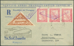 1932, "3. Südamerikafahrt", Paraguayische Post, Einschreibbrief, ...