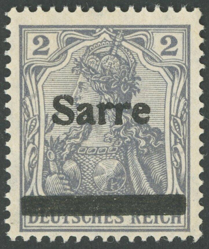 1920, 2 Pf. dark blue gray (hatched background), overprint by mistake ...
