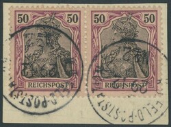 Petschili: 1900, 50 Pf. "Reichspost" im waagerechten Paar auf ...