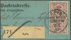 50 Pf. mittelbraunrot im waagerechten Paar mit Stempel "APIA 25.1.94" ...