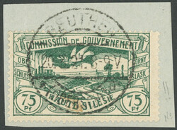 1920, 75 Pf. black green, one short perf and small spot otherwise ...