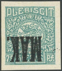 1920, 75 Pf. dark blue green, imperforated proof print with inverted ...