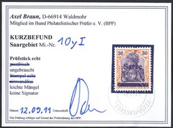 1920, 30 Pf. dunkelrotorange/schwarz auf orangeweiß, Type I, ...