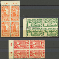 1935, buildings in corner margin blocks of four, very fine set mint ...
