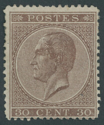 1865, 30 C. brown, perforated A, a number of rest of hinges, as usual ...