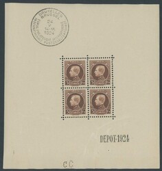 1924, 5 Fr. "Internationale Briefmarkenausstellung" im Kleinbogen (4) ...