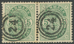 1882, 5 Ø green in a horizontal pair, nummeral cancel 24, superb in ...