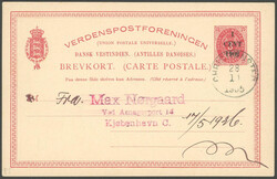 1902, 1 cent 1902 on 3 C. red, superb postcard from CHRISTIANSTED to ...