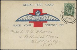 7.10.1918, first flight card from red cross, route: Wynberg - Green ...