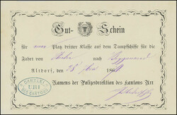 1864: Vierwaldstättersee, Gutschein für einen Platz dritter Klasse ...