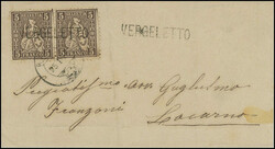 5 Rp. braun im waagr. Paar, farbfr. u. gut gezähnt, auf ...