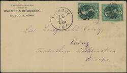 1882, Incoming Mail nach Vaduz: Firmen-Briefumschlag von Dubuque, ...