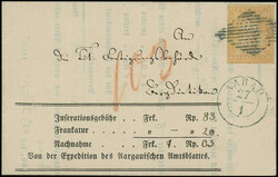 20 Rp. gelblichorange, farbfrisches Stück, linke Randlinie tuschiert ...