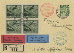 Europa-Rundflug Bellinzona - Genf 1932 (29. August): R-Express-Karte ...